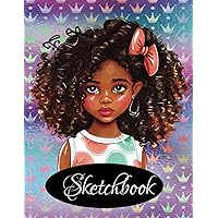 Sketchbook: Cute African American Girl Sketchbook: Pretty Black Girl Princess Sketchpad: A Large Blank Sketchbook For Girls, 200 Pages, 8.5