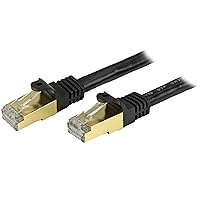 StarTech.com 7ft CAT6a Ethernet Cable - 10 Gigabit Shielded Snagless RJ45 100W PoE Patch Cord - 10GbE STP Network Cable w/Strain Relief - Black Fluke Tested/Wiring is UL Certified/TIA (C6ASPAT7BK)