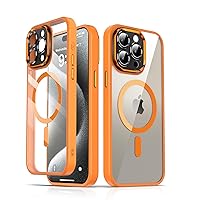 MANLENO Magnetic for iPhone 15 Pro Max Case Clear [MagSafe Compatible] with Reinforced Camera Protection [Mil-Grade Drop Protection] Non-Yellowing Slim Protective Case (Orange Clear)