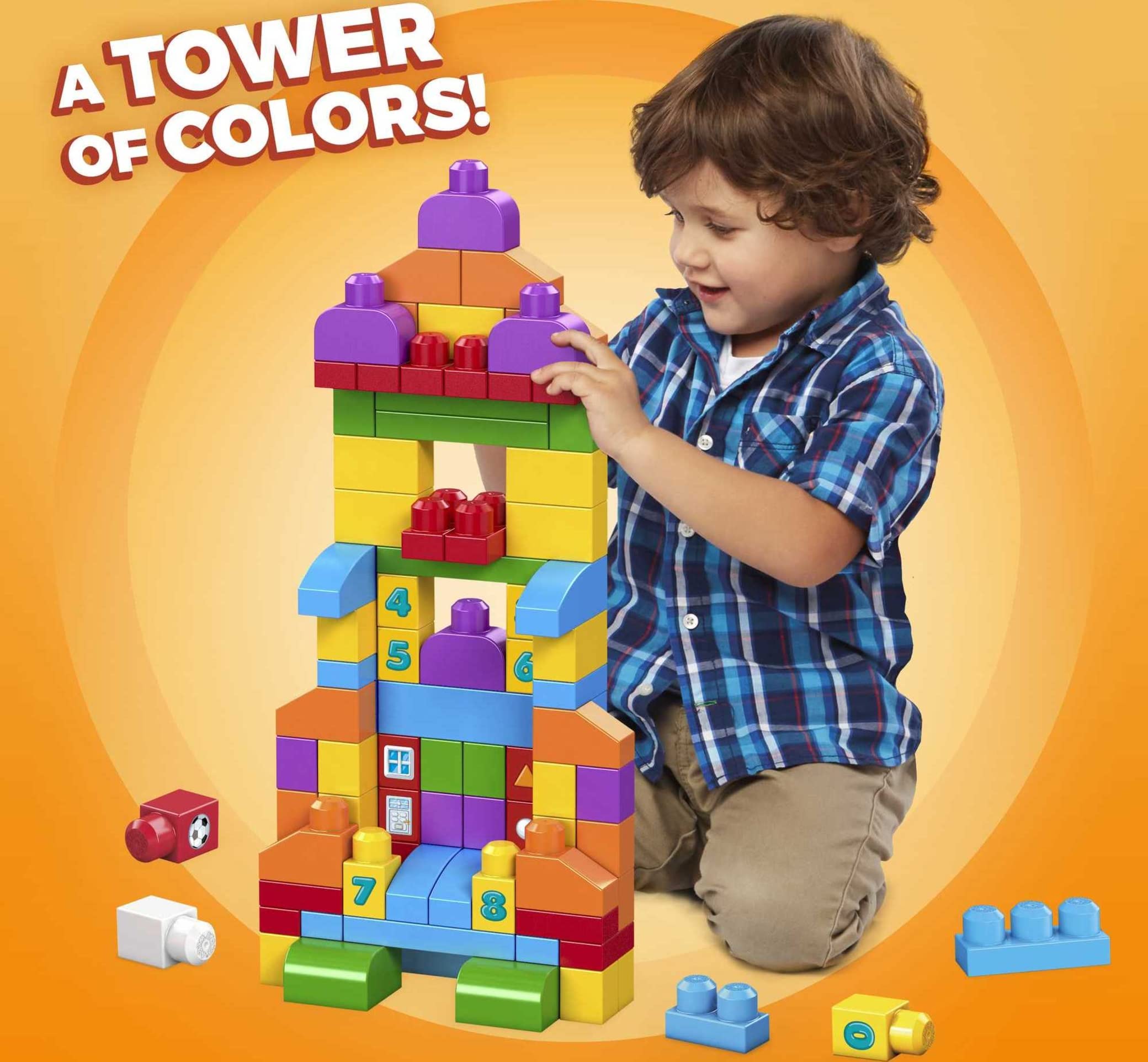 MEGA BLOKS 150 Toddlers Blocks Learning Toy Building Set, Let's Get Learning! For Toddlers 1-3