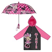 Disney Kids Umbrella and Slicker, Minnie Mouse/Moana/Vampirina Toddler and Little Girl Rain Wear Set, for Ages 2-7