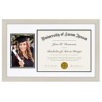 Americanflat 11x18 Graduation Frame in Light Wood with 2 Opening Mat Displays - 5x7 Picture Frame and 8.5x11 Diploma Frame - Engineered Wood and Shatter-Resistant Glass - Includes Hanging Hardware