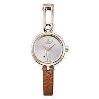 Vivienne Westwood Soho Ladies Quartz Watch with Silver Dial & Brown Leather Strap with Rose Gold Safety Pin Design VV200RSBR, Silver, VV200RSBR-AMZUK