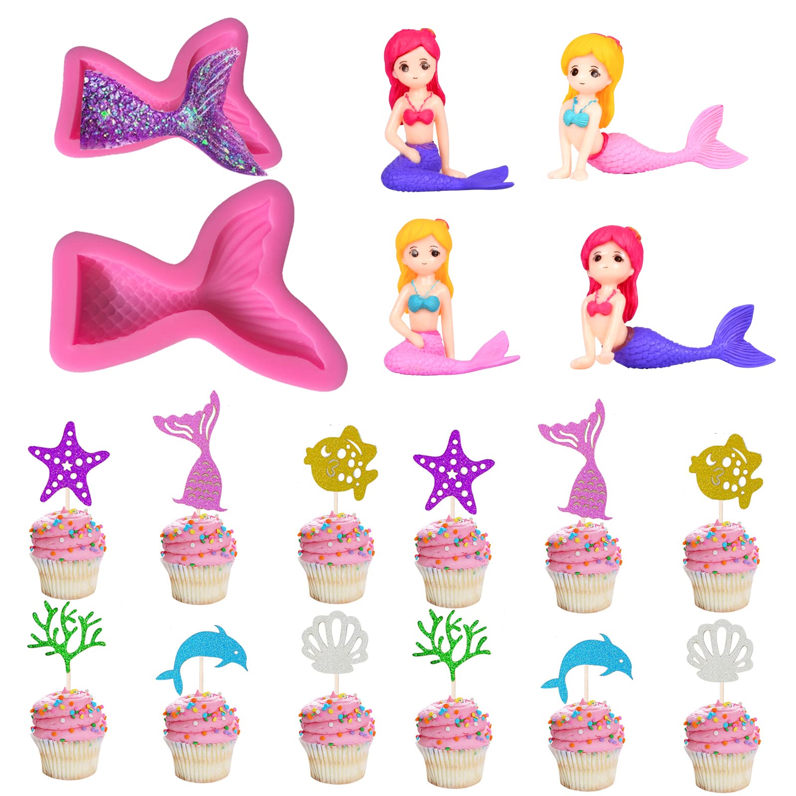 Mua Mermaid Cake Decoration Birthday Runup 18 Pieces Mermaid ...