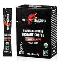 25 Count Single Serve Instant Coffee Packets | Organic Medium Roast Arabica Beans | Eco-friendly, Fair-Trade [25 sticks/1.76oz/50g]