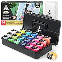 ARTEZA Gouache Paint Set, 24 Vibrant Colors with Jelly Gouache, (1 oz, 30 ml) Tubs, Resealable Lids and Travel Case, Art Supplies for Canvas, Paper, and Wood