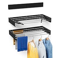 Laundry Drying Rack Collapsible, Wall Mounted Drying Rack, Clothes Drying Rack, Retractable Drying Rack, 31.5
