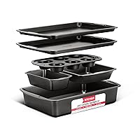 Bakken Swiss - Bakeware Set – 6 Piece – Stackable, Deluxe, Non-Stick Baking Pans for Professional and Home Cooking – Carbon Steel, Gray Coating
