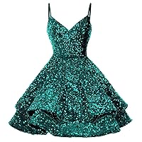 Sequin Homecoming Dresses for Teens Sparkly V Neck Short Prom Dresses for Women 2024 Formal Cocktail Party Dress