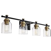SOLFART Bundle Bathroom Black and Brass Vintage Vanity Lights Fixtures 7600-3 Lights with 7900-4 Lights (Excluded Bulbs)