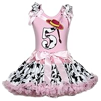 Petitebella 5th Cowgirl Hat Pink Shirt Pink Cow Petti Skirt Outfit 1-8y