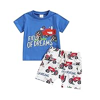 Toddler Baby Boy Summer Clothes Short Sleeve Letter Print T Shirt Tops + Elastic Shorts Infant Casual Outfit Set