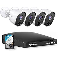 Home DVR Security Camera System with 1TB HDD, 8 Channel 4 Camera, 1080p Full HD Video, Indoor or Outdoor Wired Surveillance CCTV, Heat and Motion Detection, 845804