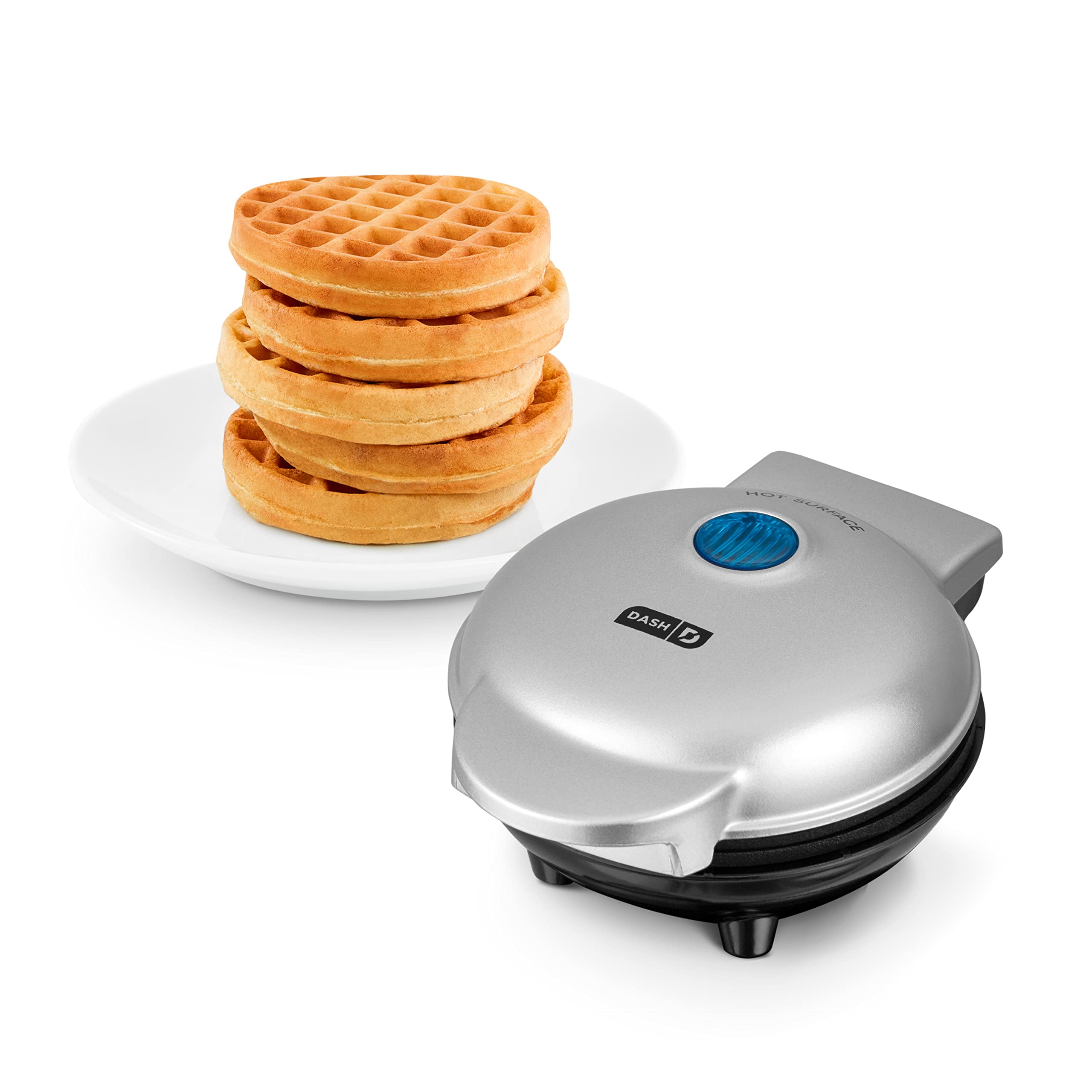 DASH DMW001SL Mini Maker for Individual Waffles, Hash Browns, Keto Chaffles with Easy to Clean, Non-Stick Surfaces, 4 Inch, Silver