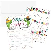 DISTINCTIVS Taco 'bout a Baby Gender Reveal Party Invitations - Team Señor or Señorita - 10 Fill In Invite Cards with Envelopes - Fiesta Themed Baby Shower Supplies