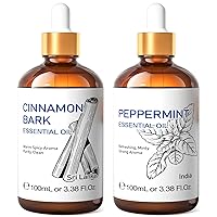 HIQILI Peppermint Essential Oil and Cinnamon Essential Oil, 100% Pure Natural for Diffuser - 3.38 Fl Oz