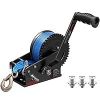 Kolvoii Boat Trailer Winch 3500lbs with 10m (33 Ft) Polyester Strap, Hand Winch Two Way Ratchet and Two Speed Switchable for Boat Jet Ski Trailer Marine