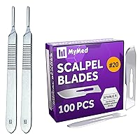 Pack of 2 Scalpel Handle # 3 and Disposable Scalpel Blades| #20 Sharp Carbon-Steel Blades