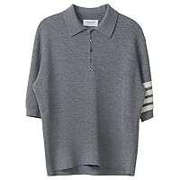 Thom Browne, Men's Waffle Stitch Relaxed Ribbed Knit SS Polo