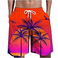 Shorts for Mens Fall Summer Loose Fit Beach Hawaiian Pleated Tropical Straight Leg Shorts Mens 2024 Fashion