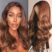 Hair Body Wave Invisible Lace Front Brown Color Human Hair Wig for Black Women With Baby Hair Pre Plucked Brazilian Remy Hair 150 Density (18 Inch, Brown)