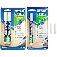 Grout Pen Tile Paint Marker: Winter Grey 1 Pack and 2 Pack White with Extra Tips (Narrow, 5mm) - Waterproof Tile Grout Colorant Marker for Cleaner Looking Floors & Whitener Without Bleach