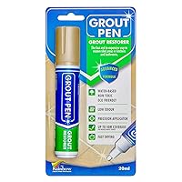 Grout Pen Beige Tile Paint Marker: Waterproof Grout Paint, Tile Grout Colorant and Sealer Pen - Beige, Wide 15mm Tip (20mL)