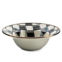 MACKENZIE-CHILDS Enamel Breakfast Bowl, Unique Soup Bowl or Cereal Bowl, Dinnerware, Courtly Check