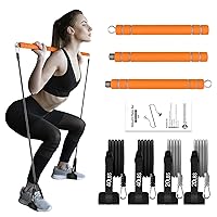Pilates Bar Kit with Resistance Bands, WeluvFit Adjustable Bands Exercise Fitness Equipment for Women & Men, Home Gym Workout 3-Section Stick Squat Yoga Pilates Flexbands Kit for Full Body Shaping