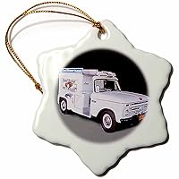 3dRose ORN_530_1 Ice Cream Truck-Snowflake Ornament, 3-inch, Multicolor