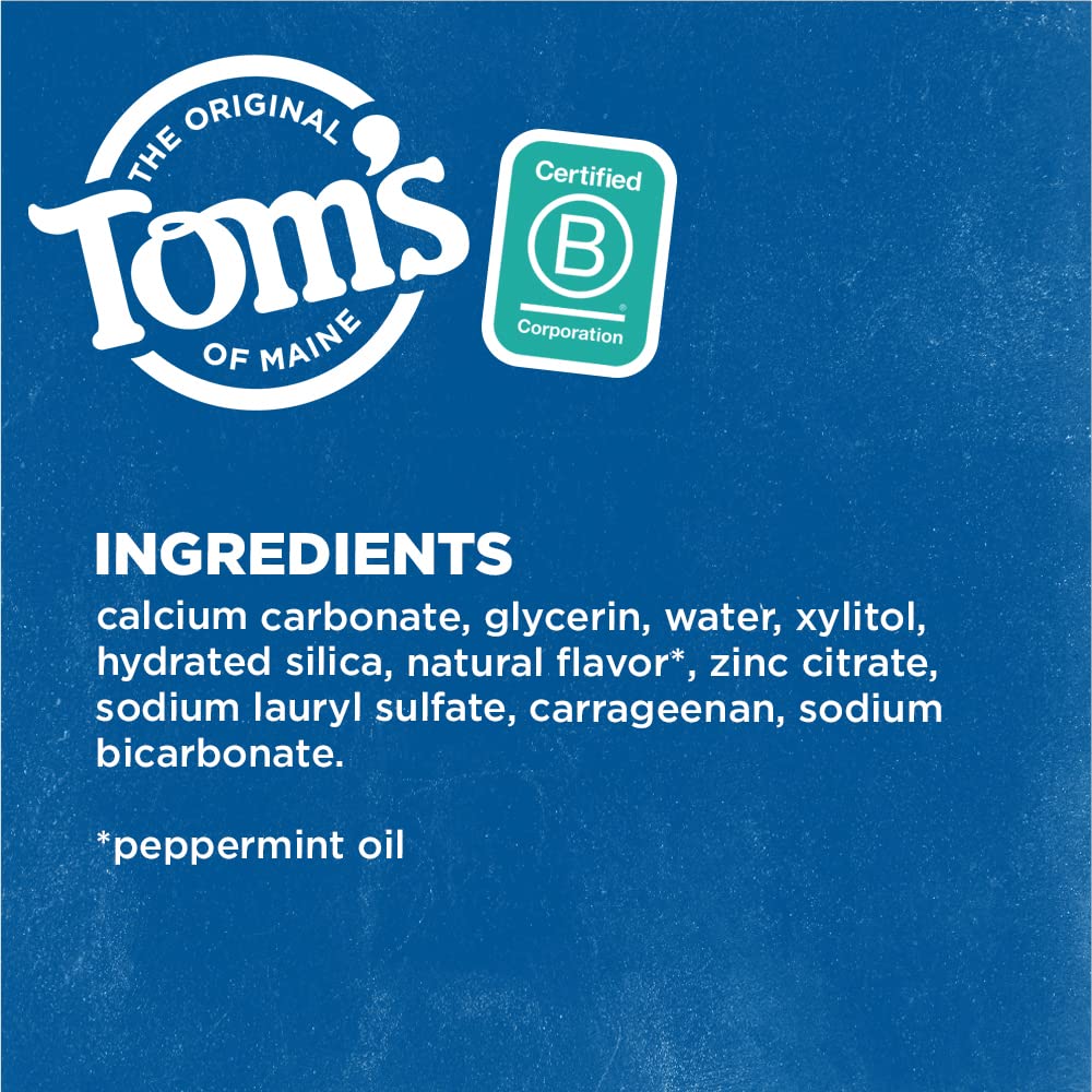 Tom's of Maine Fluoride-Free Antiplaque & Whitening Natural Toothpaste, Peppermint, 5.5 oz. 2-Pack (Packaging May Vary)