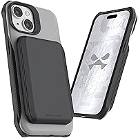 Ghostek Exec Wallet Case for iPhone 15 - Magnetic Credit Card Holder, Compatible with MagSafe Accessories, Kickstand (6.1 Inch, Grey)