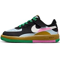 Nike Force 1 Low LV8 2 EasyOn Little Kids' Shoes (FN0410-001, Black/Light Armory Blue/Playful Pink) Size 3