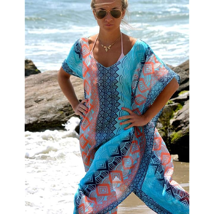 Eddoyee Loose Beach Kaftan Dresses for Women Caftan Swimsuit Cover Up 