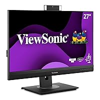 ViewSonic VG2756V-2K 24 Inch 1440p Video Conference Monitor with Webcam, 2 Way Powered 90W USB C, Docking Built-in Gigabit Ethernet and 40 Degree Tilt Ergonomics for Home and Office, Black