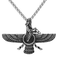 Large Farvahar Necklace Iranian Persian Art Iran Farohar Zoroastrian Faravahar Chain Necklace