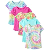 Girls' Short Sleeve Graphic High Low Top 5 Pack