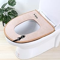 Kitten Portable Toilet Seat Toilet Toilet Cover Thick Zipper Toilet Seat Cushion with Handle Toilet Cushion Beige