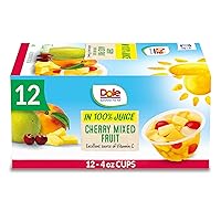 Fruit Bowls Snacks Cherry Mixed Fruit in 100% Juice Snacks, 4oz 12 Total Cups, Gluten & Dairy Free, Bulk Lunch Snacks for Kids & Adults