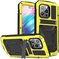 Case for iPhone 14 Pro/14 Pro Max, Military-Grade 360 Full Body Shockproof Water Proof Protection Cover, with Built-in Screen Protector Stand Lens Cap (Color : Yellow, Size : 14 Max 6.7