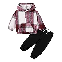 YOUNGER TREE Toddler Baby Boy Clothes Plaid Long Sleeve Hoodie+T-Shirt+Overalls Clothing Pants Set Fall Winter Outfit