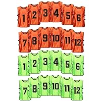 Scrimmage Training Vest Team Sports Pinnies Reversible Numbered Soccer Team Pennies Kids Youth Adult Jerseys (24 Pack)