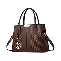 PU Leather Purses and Handbags for Women Fashion Solid Color and Plaid Work Satchel Tote Large Capacity Shoulder Bags