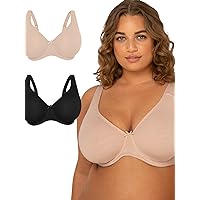 Fit For Me By Fruit of the Loom Women's Plus Size Cotton Unlined Underwire Bra-Pinch-Free Straps - Side and Back Smoothing
