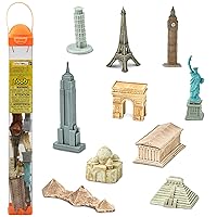 Safari Ltd. Around The World TOOB - 10 Figurines: Leaning Tower of Pisa, Eiffel Tower, Taj Mahal, Statue of Liberty, Giza Pyramids, & More - Educational Toy Figures For Boys, Girls & Kids Ages 3+