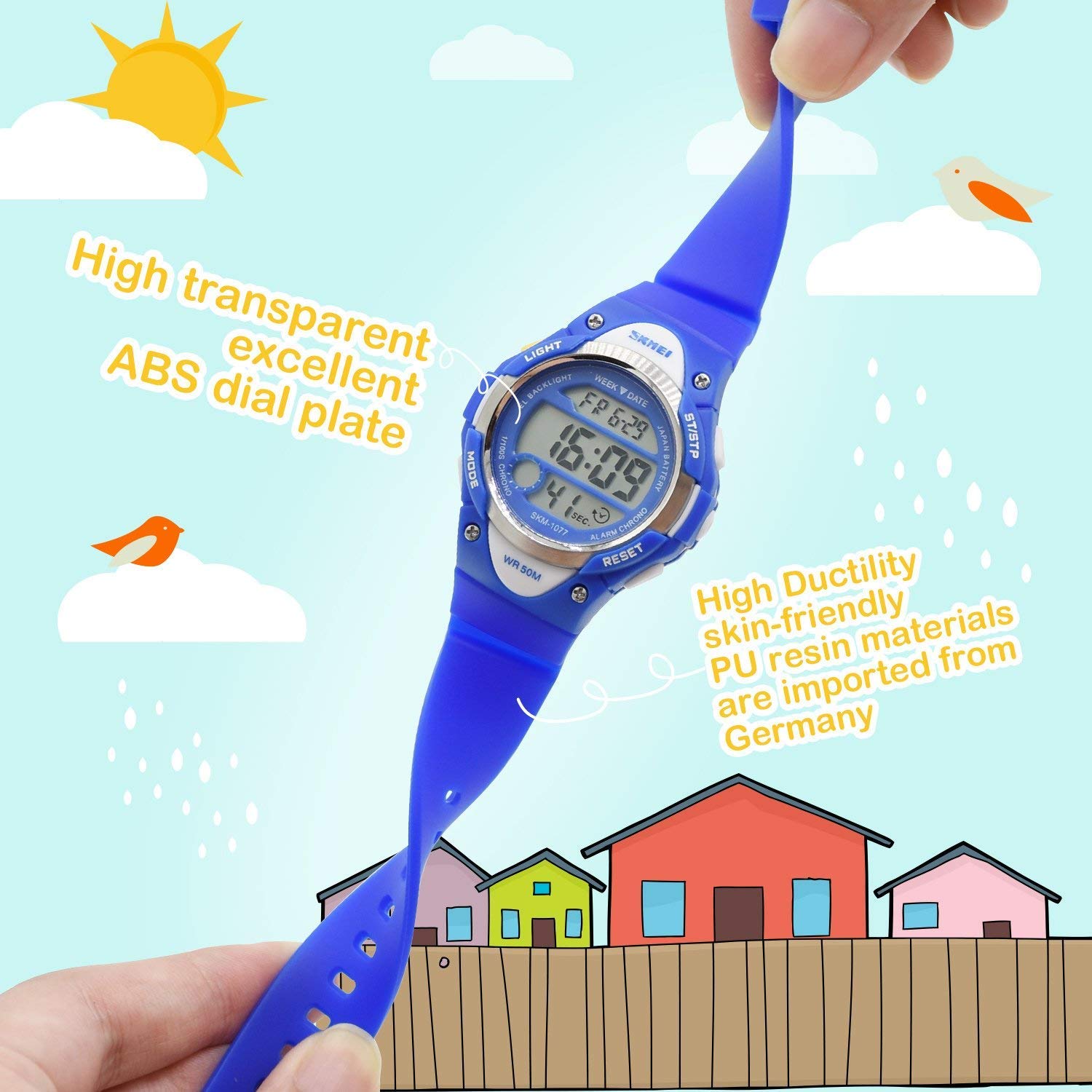 cofuo Boys Girls Sport Digital Watch, Kids Outdoor Waterproof Electronic Watches with LED Alarm Stopwatch