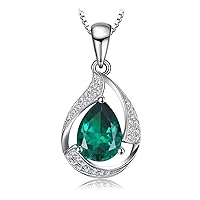 Jewelrypalace 2.5ct Luxury Synthetic Nano Russian Green Emerald Pendant Necklace Chain 925 Sterling Silver