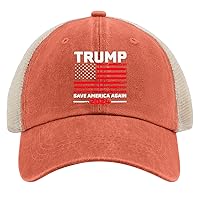 Trump Save America Again 2024 Hats for Mens Baseball Caps Cool Washed Ball Cap Quick Dry