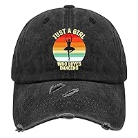 Just A Girl Who Loves Dancing Hats for Men Washed Distressed Baseball Caps Aesthetic Washed Dad Hat