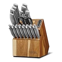 Chicago Cutlery Insignia Steel (18-PC) Kitchen Knife Block Set & Built-In Sharpener, Contoured Ergonomic Handles and Sharp Stainless Steel Professional Chef Knife Set & Scissors With Bottle Opener